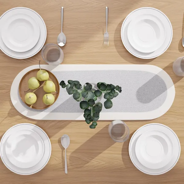 Handmade_Ribbed_Style_Cotton_|_30x91_cm_|_Light_Grey_&_Off_White_|_For_Center_&_Dining_Table_Fall_Decoration,_Holiday_&_Christmas_Festivals