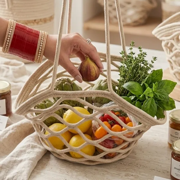 Placemat_Cum_Multipurpose_Rope_Hanging_Fruit_Basket_12x8x12"_|_Vegetable_Storage_Bag_|_Kitchen_Organizer_for_Onions,_Garlic,_Eggs_|_Boho_Wall_Hanging_Produce_Holder