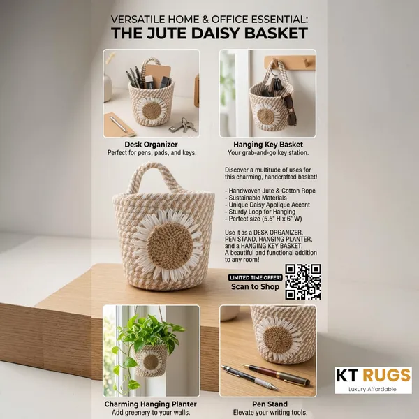 Handwoven_Jute_Daisy_Basket_—_Hanging_Storage_Organizer_for_Desk,_Keys,_Pens_&_Plants_|_5.5_Inch_Small_Rope_Basket_with_Loop
