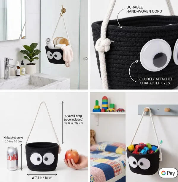 Hanging_Cotton_Rope_Basket_with_Googly_Eyes_|_Hand-Woven_Black_Storage_Organizer_for_Bathroom,_Nursery_&_Kids_Room_|_Wall_Hook_Basket_with_Durable_Rope_Handle