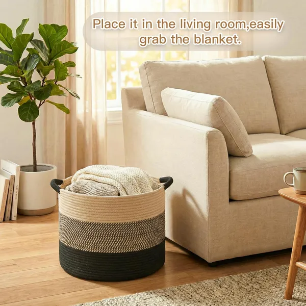 Large_Cotton_Rope_Basket,_Decorative_Woven_Blanket_Storage_for_Living_Room,_Boho_Toy_Storage_&_Toy_Box_for_Kids,_Versatile_Laundry_Basket_&_Nursery_Hamper_for_Blankets(BlackBrown)