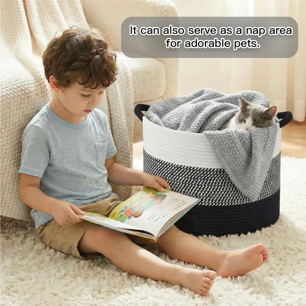 Large_Cotton_Rope_Basket,_Decorative_Woven_Blanket_Storage_for_Living_Room,_Boho_Toy_Storage_&_Toy_Box_for_Kids,_Versatile_Laundry_Basket_&_Nursery_Hamper_for_Blankets(Black)