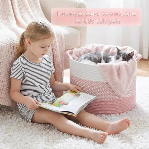 Large_Cotton_Rope_Basket,_Decorative_Woven_Blanket_Storage_for_Living_Room,_Boho_Toy_Storage_&_Toy_Box_for_Kids,_Versatile_Laundry_Basket_&_Nursery_Hamper_for_Blankets(Pink)