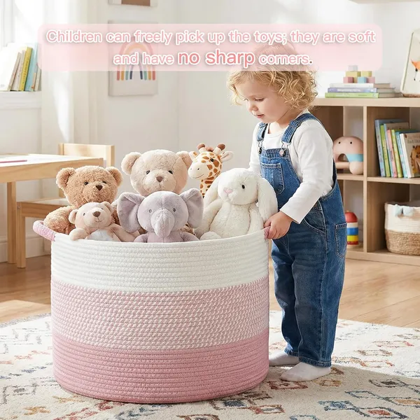 Large_Cotton_Rope_Basket,_Decorative_Woven_Blanket_Storage_for_Living_Room,_Boho_Toy_Storage_&_Toy_Box_for_Kids,_Versatile_Laundry_Basket_&_Nursery_Hamper_for_Blankets(Pink)