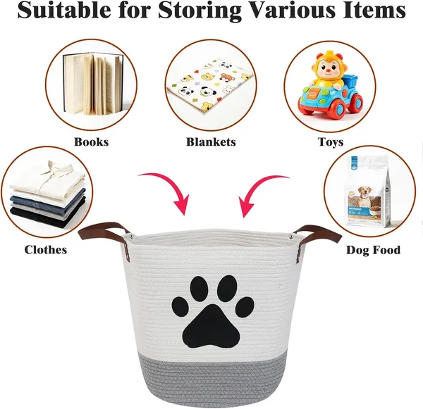 Large_Cotton_Rope_Dog_Toy_Basket_with_Paw_Print_–_13"_Woven_Pet_Storage_Bin_with_Handles_for_Dog_Toys,_Blankets,_Laundry,_Clothes_–_White_&_Grey