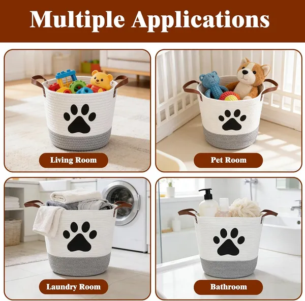 Large_Cotton_Rope_Dog_Toy_Basket_with_Paw_Print_–_13"_Woven_Pet_Storage_Bin_with_Handles_for_Dog_Toys,_Blankets,_Laundry,_Clothes_–_White_&_Grey