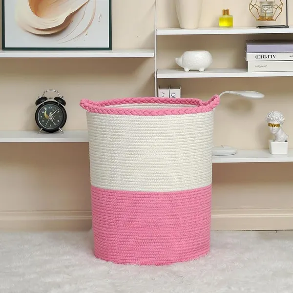 Large_Laundry_Hamper_Storage_Basket_for_Clothes,_Towels_and_Blankets_in_Livingroom,_Bedroom,_Laundry_Room_and_Basket_for_Nursery_Storage__(Pink_White_Zig_Zag)