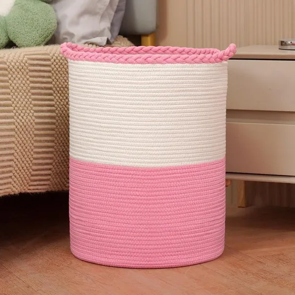 Large_Laundry_Hamper_Storage_Basket_for_Clothes,_Towels_and_Blankets_in_Livingroom,_Bedroom,_Laundry_Room_and_Basket_for_Nursery_Storage__(Pink_White_Zig_Zag)