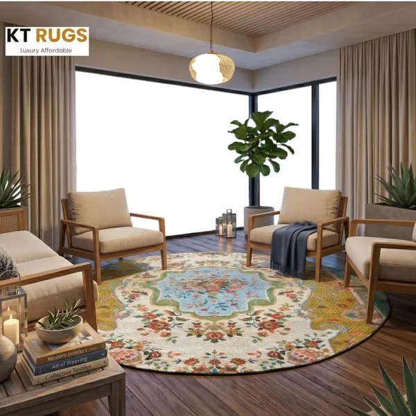 Luxury_Floral_Medallion_Round_Area_Rug_|_Reversible_|_Soft_Plush_Pile_|_Traditional_Boho_Design_|_Living_Room,_Bedroom,_Dining_Room