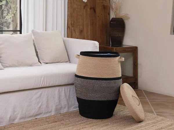 Luxury_Laundry_Basket_Natural_Cotton_Rope_Storage_Basket_and_Hamper_for_Cloths_and_Multi_Usage_in_Guest_Room,_Bedroom,_Laundry_Room,_(Size_-_14"_x_14"_x_18")