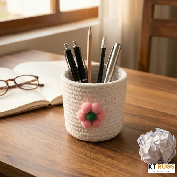 Multipurpose_Desk_Organizer_Pen_Holder_White_|_Cotton_Rope_Small_Organiser_|_12x12_cm