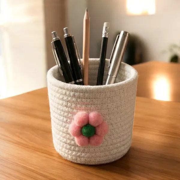 Multipurpose_Desk_Organizer_Pen_Holder_White_|_Cotton_Rope_Small_Organiser_|_12x12_cm