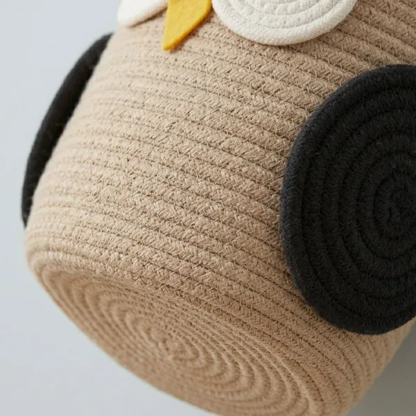 Owl_Rope_Storage_Basket_for_Kids,_9_Inch_Handwoven_Cotton_Nursery_Organizer_Bin_with_Handles,_Cute_Animal_Toy_Basket_for_Baby_Room,_Shelf,_Diapers