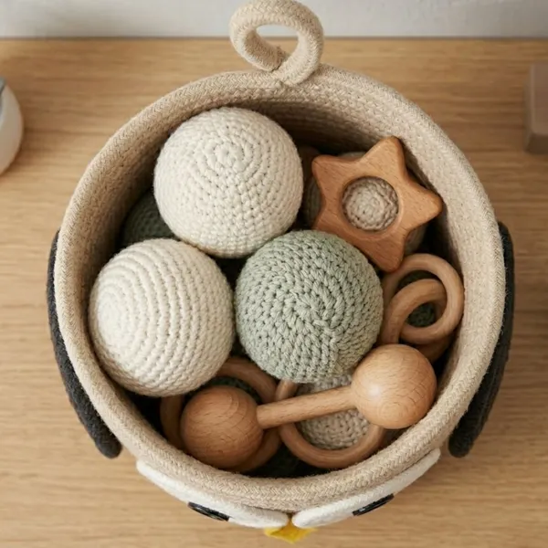Owl_Rope_Storage_Basket_for_Kids,_9_Inch_Handwoven_Cotton_Nursery_Organizer_Bin_with_Handles,_Cute_Animal_Toy_Basket_for_Baby_Room,_Shelf,_Diapers