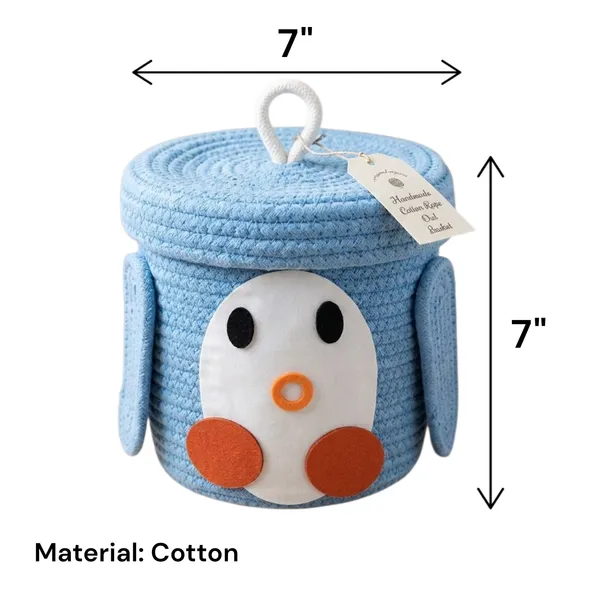 Paglu_Penguin_Cute_Animal_Woven_Organiser_for_Nursery,_Bedroom_&_Playroom_|_Baby_Blue