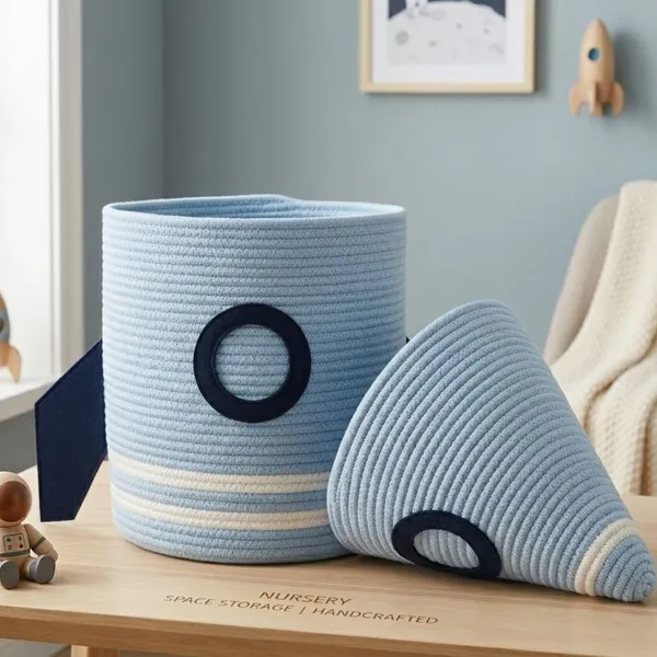 Personalized_Rocket_Ship_Storage_Basket_for_Kids_–_Custom_Name_Cotton_Rope_Spaceship_Toy_Organizer_for_Nursery_&_Playroom_|_Handcrafted_|_24"_Tall_|_Baby_Blue