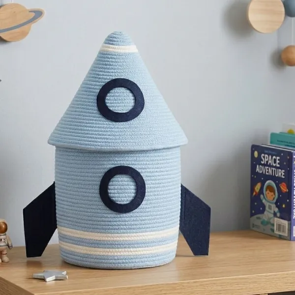 Personalized_Rocket_Ship_Storage_Basket_for_Kids_–_Custom_Name_Cotton_Rope_Spaceship_Toy_Organizer_for_Nursery_&_Playroom_|_Handcrafted_|_24"_Tall_|_Baby_Blue