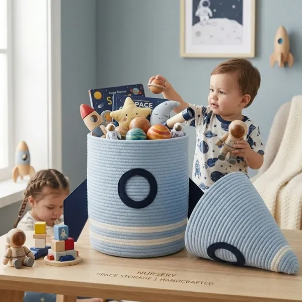 Personalized_Rocket_Ship_Storage_Basket_for_Kids_–_Custom_Name_Cotton_Rope_Spaceship_Toy_Organizer_for_Nursery_&_Playroom_|_Handcrafted_|_24"_Tall_|_Baby_Blue