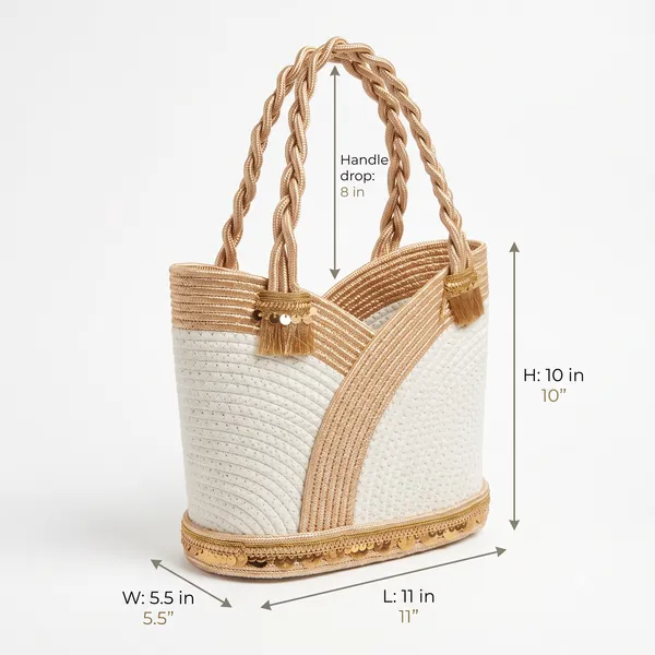 Premium_Woven_Gold_&_Cream_Hamper_Bag_with_Sequin_Trim_&_Tassels