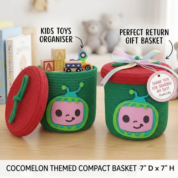Cocomelon_Handmade_Rope_Basket_with_Lid_|_7"D_x_7"H_|_Kids_Toy_Organiser_&_Return_Gift_Basket_|_Birthday_Party_Favour_|_Cotton_Rope_Storage_Basket_for_Kids_Room