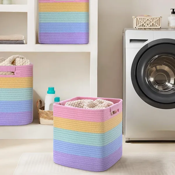 Rainbow__Laundry_Cube_Storage_Bins_for_Organizing,_Cotton_Rope_Woven_Baskets_for_Shelves,_Bathroom,_Kids_Room,_Closets,_Baby_Nursery