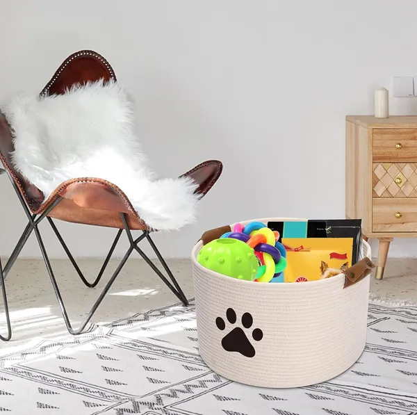 Round_Cotton_Rope_Basket_Pets_Toy_Storage_Bin_-_Storage_Chest_for_Dog_Toys_Laundry_Basket_Living_Room_Organizer_Dog_Stuff_Box_Storage_(Light_Beige)