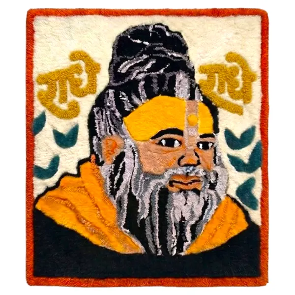 Shri_Premanand_Maharaj_Ji_Sacred_Wall_Art_Rug_|_Hand-Tufted_Premium_Wool_|_24x24_Inch_Square_|_Devotional_Wall_Décor_for_Pooja_Room,_Living_Room_&_Spiritual_Spaces