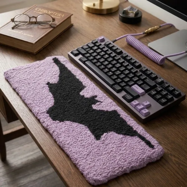 Tufted_Bat_Desk_Mat_–_Handmade_Wrist_Rest_&_Keyboard_Pad_|_Gothic_Aesthetic_Deskpad_|_Lavender_Purple_|_Soft_Plush_Loop_Pile_|_Unique_Desk_Accessory_for_Gamers,_Creatives_&_Dark_Cottagecore_Setups
