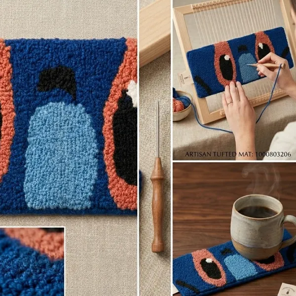 Tufted_Desk_Mat_–_Abstract_Eyes_Design_|_Hand-Tufted_Keyboard_Wrist_Pad_|_Navy_Blue_&_Coral_|_16"_×_6"_|_Premium_Plush_Pile_with_Non-Slip_Backing_|_Aesthetic_Desk_Accessory_for_Home_&_Office