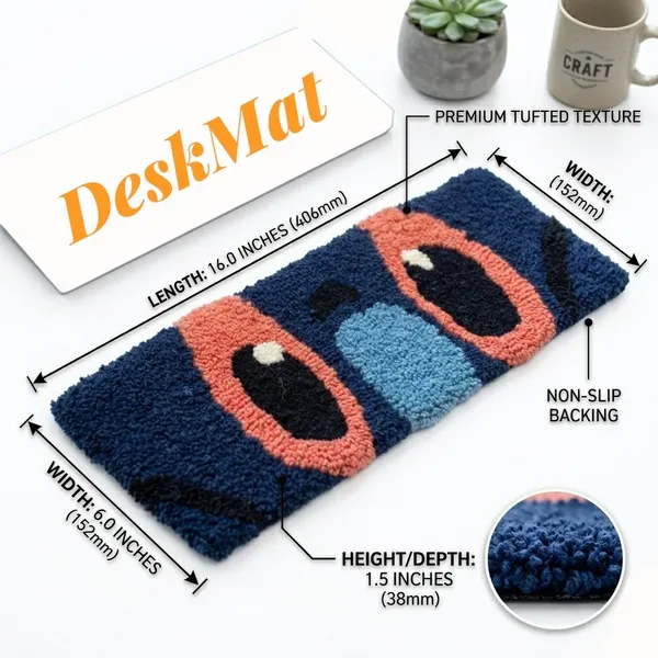 Tufted_Desk_Mat_–_Abstract_Eyes_Design_|_Hand-Tufted_Keyboard_Wrist_Pad_|_Navy_Blue_&_Coral_|_16"_×_6"_|_Premium_Plush_Pile_with_Non-Slip_Backing_|_Aesthetic_Desk_Accessory_for_Home_&_Office