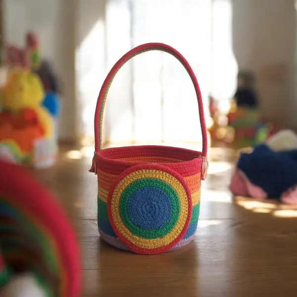 Vibrant_Rainbow_Cotton_Rope_Storage_Basket_with_Handle_(7"_x_6")_|_Woven_Desk_Organizer,_Nursery_Decor_&_Small_Storage