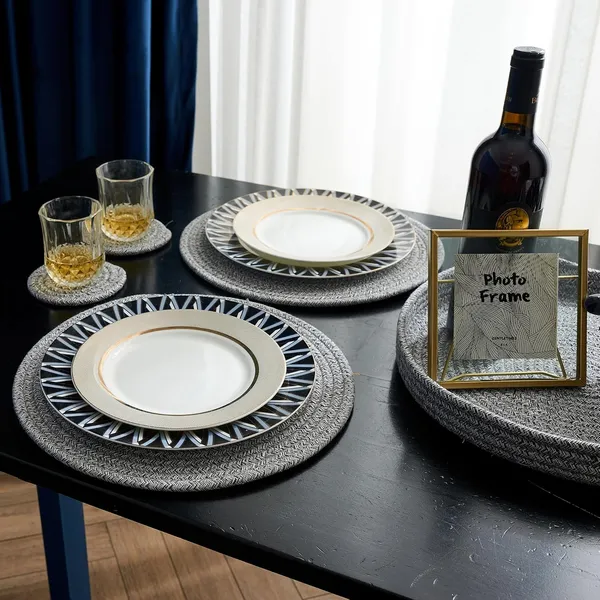 Woven_Cotton_Rope_Round_Placemats_Set_Of_4+4+1With_Holder_Included,_Handmade_Boho_Woven_13_Placemats&4.3_Coasters,Non-Slip_And_Heat_Resistant_For_Your_Perfect_Table_Decor