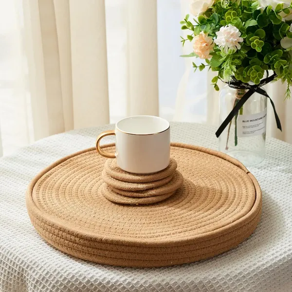 Woven_Cotton_Rope_Round_Placemats_Set_Of_4_Pcs_With_Holder_Included,_Handmade_Boho_Woven_13_Placemats&4.3_Coasters,Non-Slip_And_Heat_Resistant_For_Your_Perfect_Table_Decor