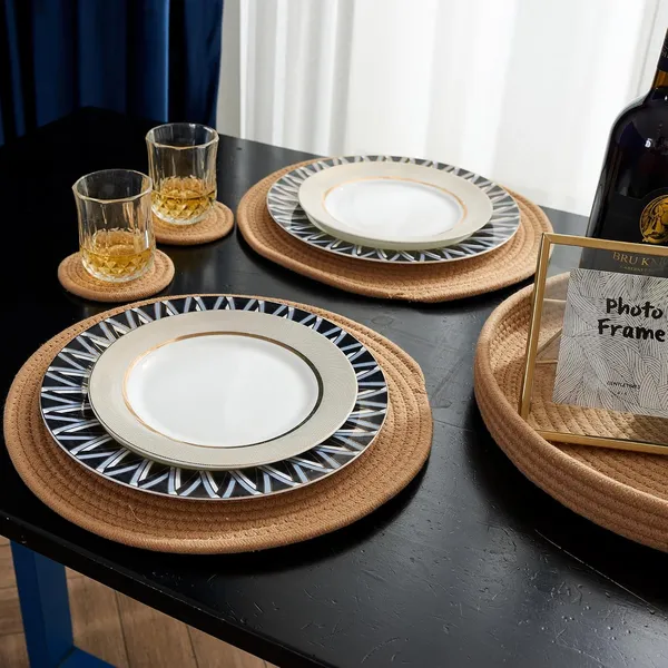 Woven_Cotton_Rope_Round_Placemats_Set_Of_4_Pcs_With_Holder_Included,_Handmade_Boho_Woven_13_Placemats&4.3_Coasters,Non-Slip_And_Heat_Resistant_For_Your_Perfect_Table_Decor