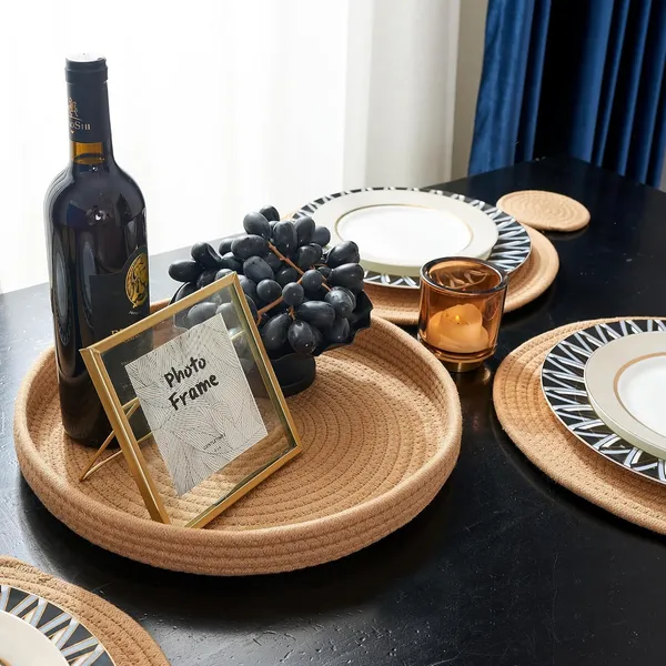 Woven_Cotton_Rope_Round_Placemats_Set_Of_4_Pcs_With_Holder_Included,_Handmade_Boho_Woven_13_Placemats&4.3_Coasters,Non-Slip_And_Heat_Resistant_For_Your_Perfect_Table_Decor