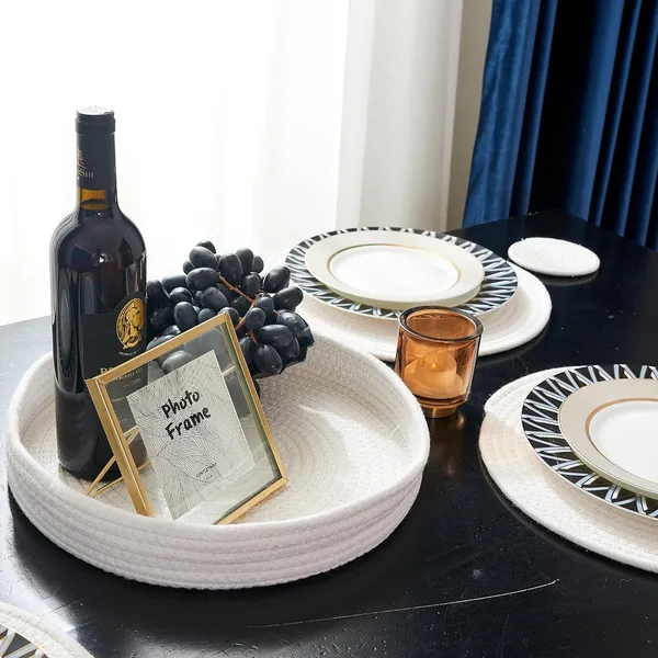 Woven_Cotton_Rope_Round_Placemats_Set_Of_9_Pcs_With_Holder_Included,_Handmade_Boho_Woven_13_Placemats&4.3_Coasters,Non-Slip_And_Heat_Resistant_For_Your_Perfect_Table_Decor(Off_White)