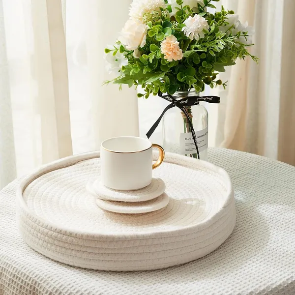 Woven_Cotton_Rope_Round_Placemats_Set_Of_9_Pcs_With_Holder_Included,_Handmade_Boho_Woven_13_Placemats&4.3_Coasters,Non-Slip_And_Heat_Resistant_For_Your_Perfect_Table_Decor(Off_White)