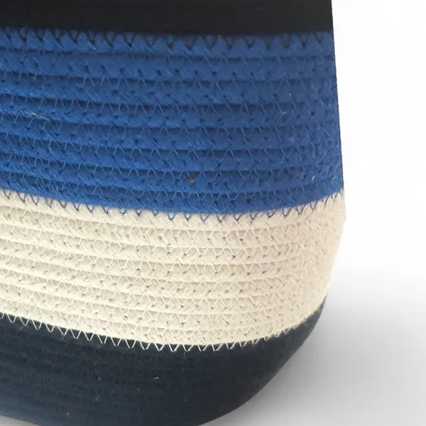 Woven_Rope_Tote_Bag_&_Storage_Basket_-_Small_Colorblock_Handbag_with_Sturdy_Handles_-_Multipurpose_Organizer,_Picnic_&_Gift_Basket_-_12"_x_8"_x_9"_(Black/Blue)