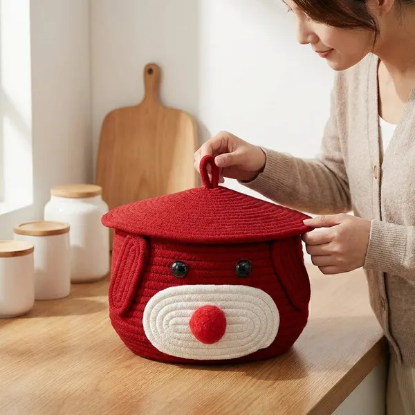 Red_Handmade_Cotton_Rope_Storage_Basket_Red_Animal_Design_With_Lid_Decorative_Container_For_Kids_Room_Matka_Basket