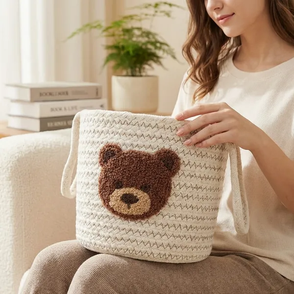 Beige_Kids_Storage_Basket_With_Bear_Design_Braided_Cotton_(15_X_15_Cm)