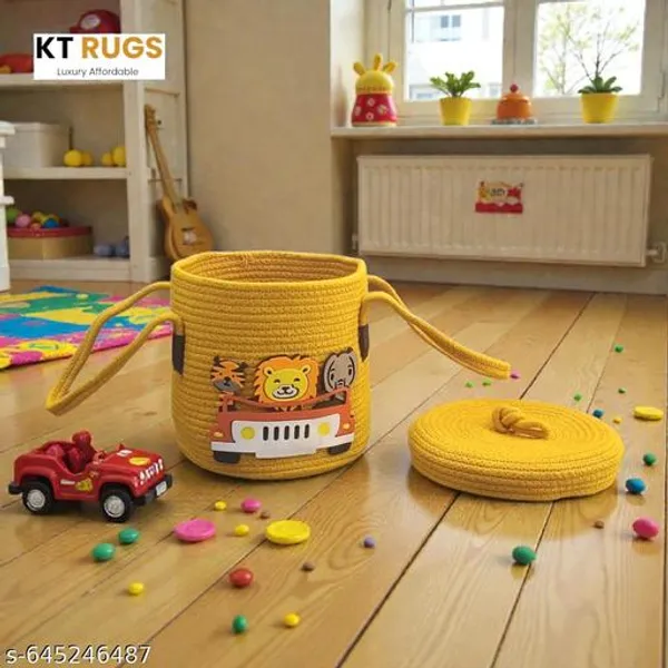 Yellow_Baby_Jungle_Safari_Storage_,_Cotton_Rope_Multipurpose_Basket_Toys_Organiser_Basket_For_Kids