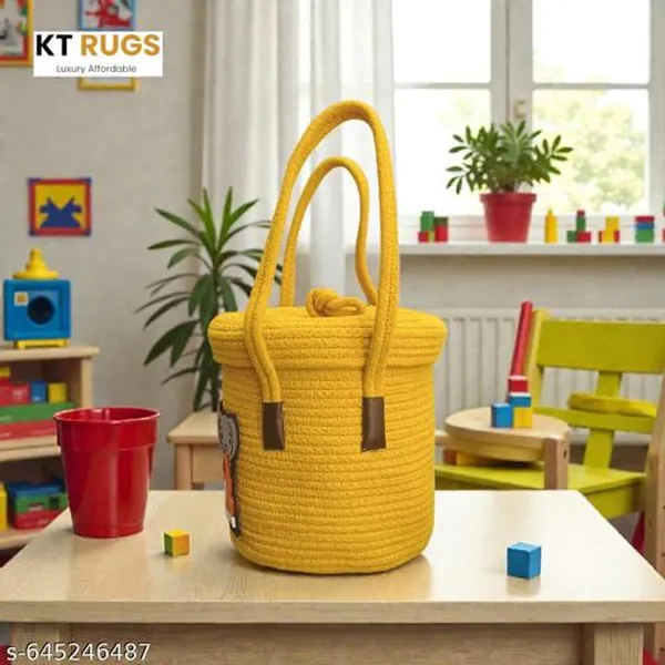 Yellow_Baby_Jungle_Safari_Storage_,_Cotton_Rope_Multipurpose_Basket_Toys_Organiser_Basket_For_Kids