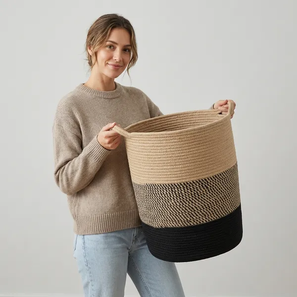Beige_Jute_Laundry_Basket_For_Home_&_Office_15X18_Inch