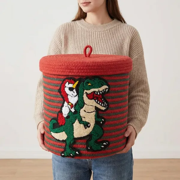 Red_And_Green_Christmas_Tree_Storage_Organizer_Handmade_Cotton_Rope_Basket_Green_&_Red_10X10_Inch_Sustainable_Holiday_Decor_&_Reusable_Organizer