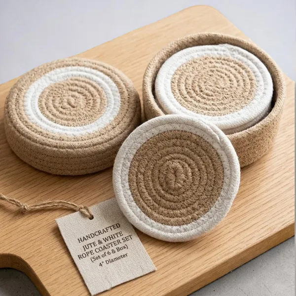Set_of_6_Handwoven_Jute_&_Cotton_Rope_Coasters_with_Holder_|_4_Inch_Round_|_Boho_Farmhouse_Table_Decor