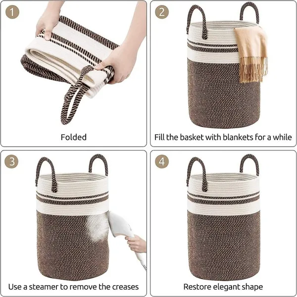 uxury_Laundry_Basket_Natural_Cotton_Rope_Storage_Basket_and_Hamper_for_Cloths_and_Multi_Usage_in_Guest_Room,_Bedroom,_Laundry_Room,_Living_Room_(Size_-_14"_D_x_18"H)