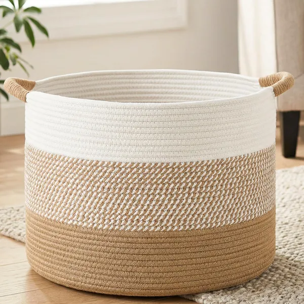 Large_Cotton_Rope_Laundry_Basket,_Decorative_Woven_Blanket_Storage_for_Living_Room,_Boho_Toy_Storage_&_Toy_Box_for_Kids,_Versatile_Laundry_Basket_&_Nursery_Hamper_for_Blankets(Brown)