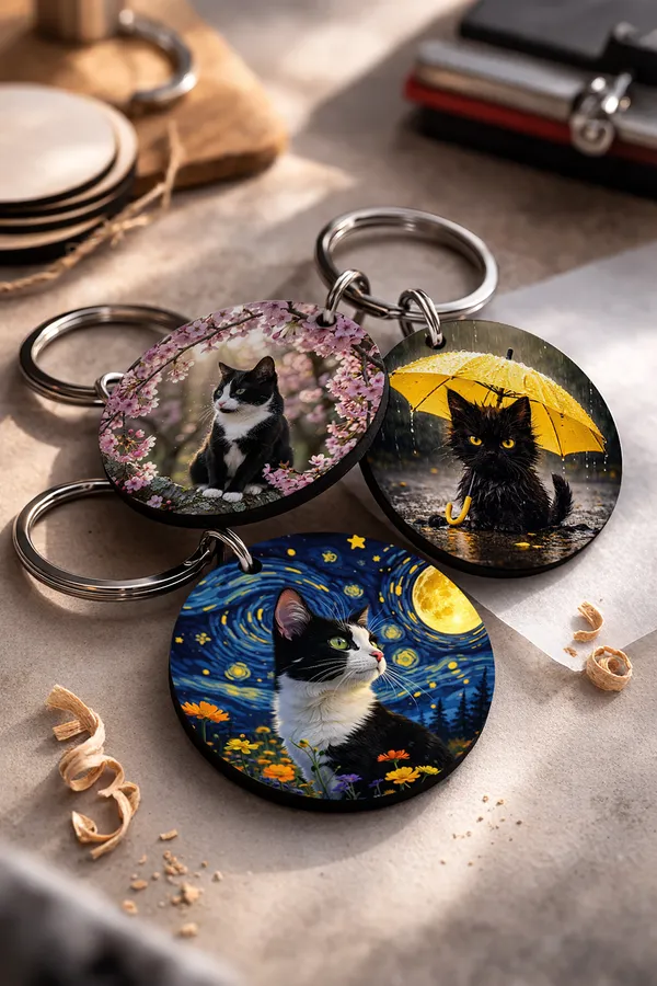 Wooden_Cat_Keychain_Set_of_3_|_STYLE_4