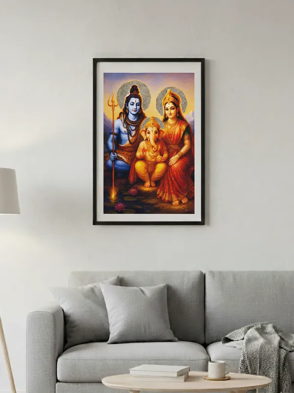 Multicolor_Wooden_Pyrite_Shiv_Family_Vastu_Frame_|_A4