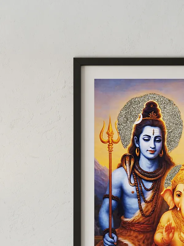 Multicolor_Wooden_Pyrite_Shiv_Family_Vastu_Frame_|_A4